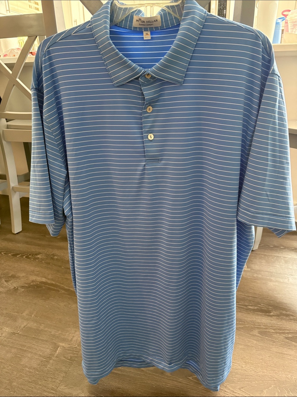 Peter Millar Light Blue Pinstripe Polo